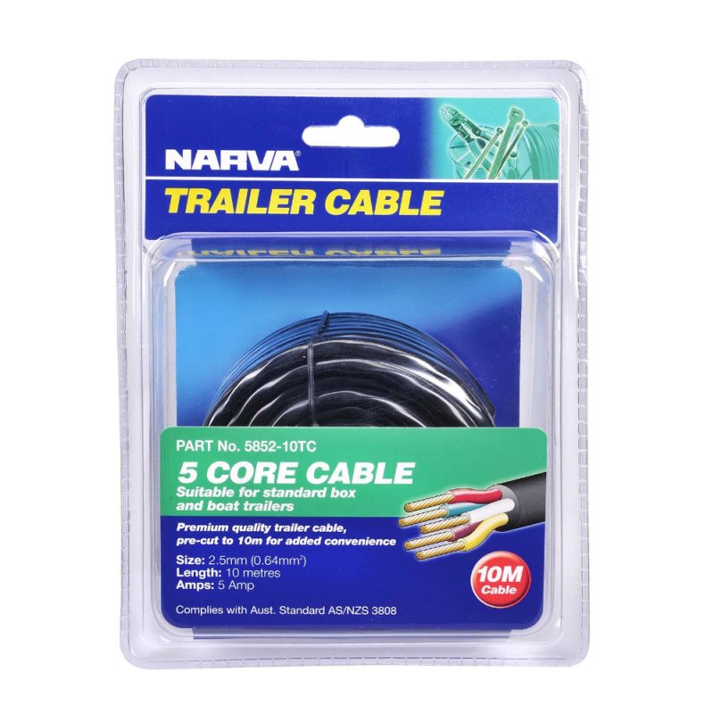 5A 2.5mm 5 Core Trailer Cable (10M) For Trailer Narva 5852-10TC