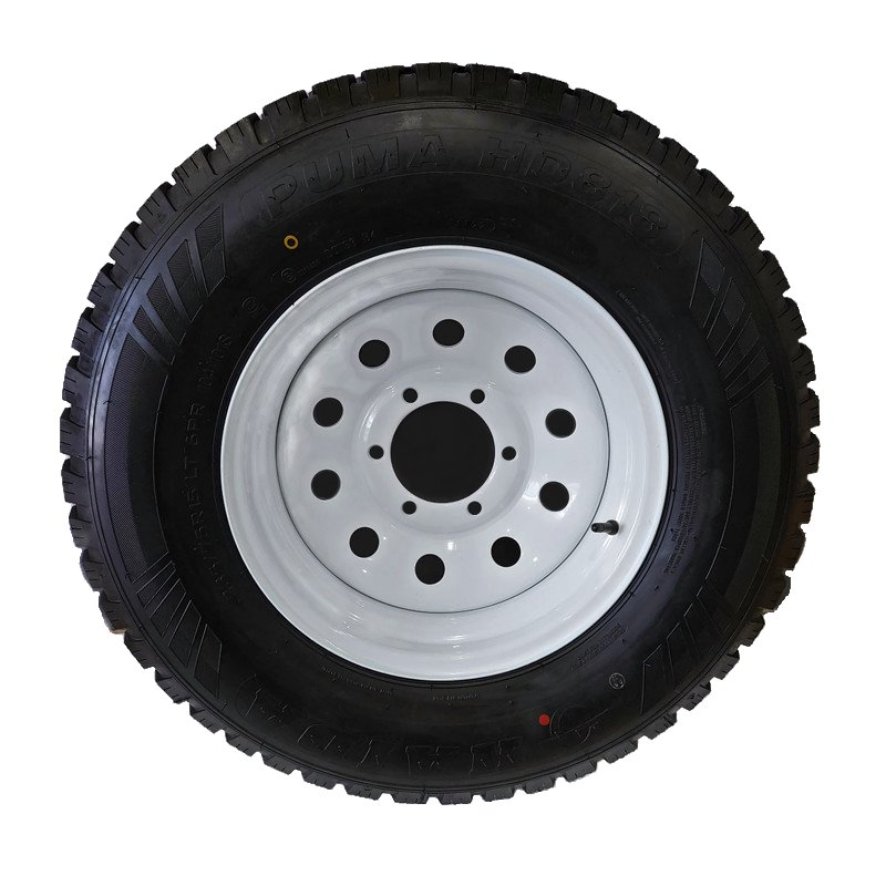 15"x7" White TLC6 C/W 235/75R15 Tyre Fitted for trailer 15"x7" White TLC6 C/W 235/75R15 Tyre Fitted for trailer