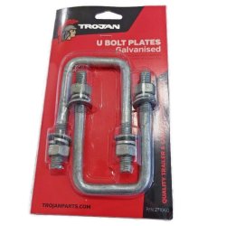 50mm x 110mm Square Galvanised U-Bolts (Pack of 2) For Trailer