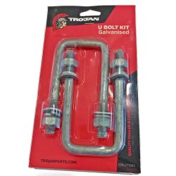 50mm x 120mm Square Galvanised U-Bolts (Pack of 2) for trailer