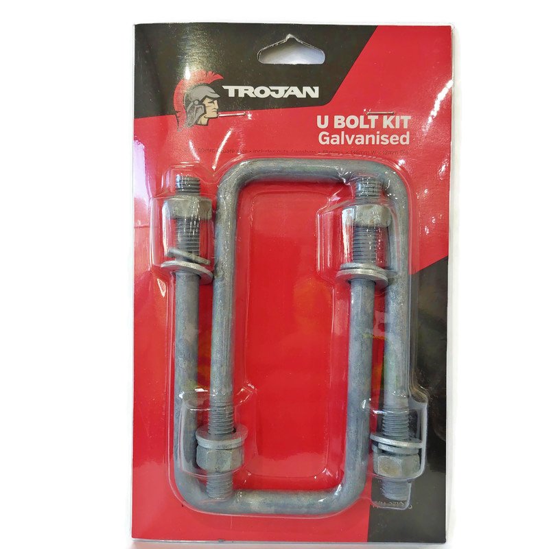 68mm x 145mm Square Galvanised U-Bolts (Pack of 2) for trailer