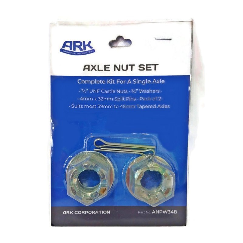 Axle Slotted Nuts, Split Pins & Washers Set for trailer