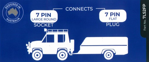 7 Pin Large Round Socket on Car to 7 Pin Flat Plug on Trailer Adaptor