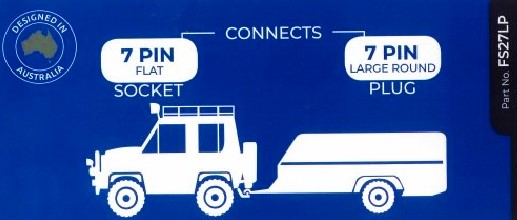 7 Pin Flat Socket on Car to 7 Pin Large Round Plug on Trailer