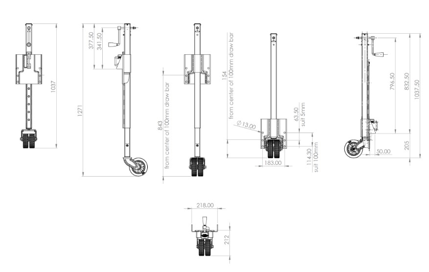 Ark 'A' Frame Drawbar Jockey Wheel