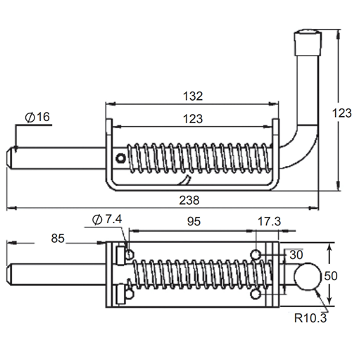 16mm Quick Release Spring Bolt Fastener