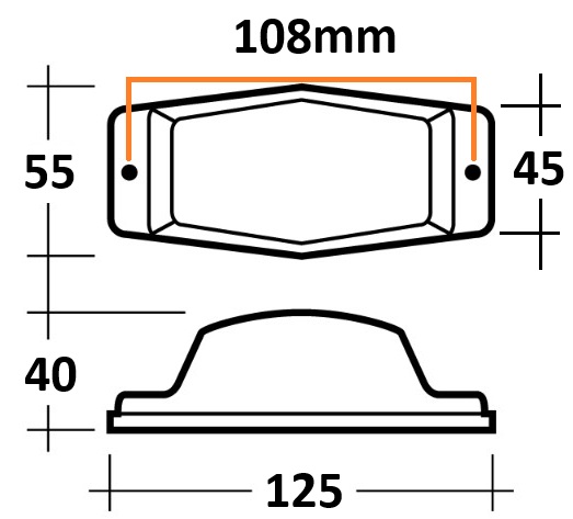 Red & Amber Side Marker Lens (Coffin Shaped) Narva 85755