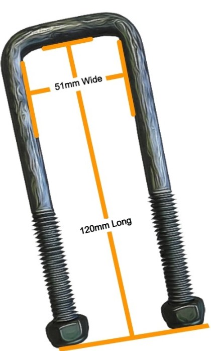 50mm x 120mm Square Galvanised U-Bolts