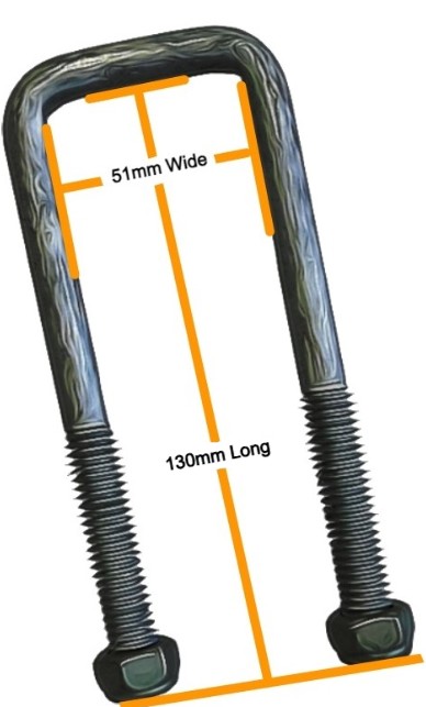 50mm x 130mm Square Galvanised U-Bolts